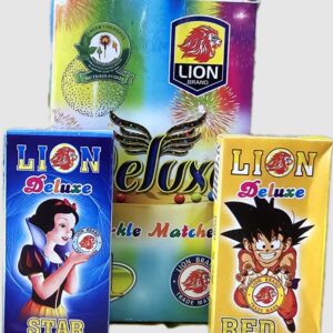 Lion deluxe sparkle matches crackers 3 in 1 boxes